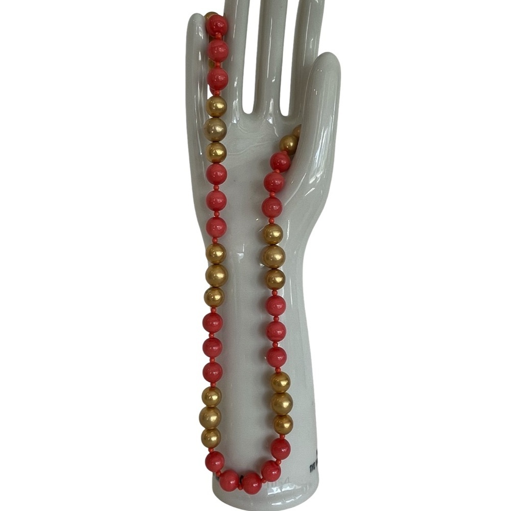 Vintage Kenneth Lane Red and Gold Bead Necklace
